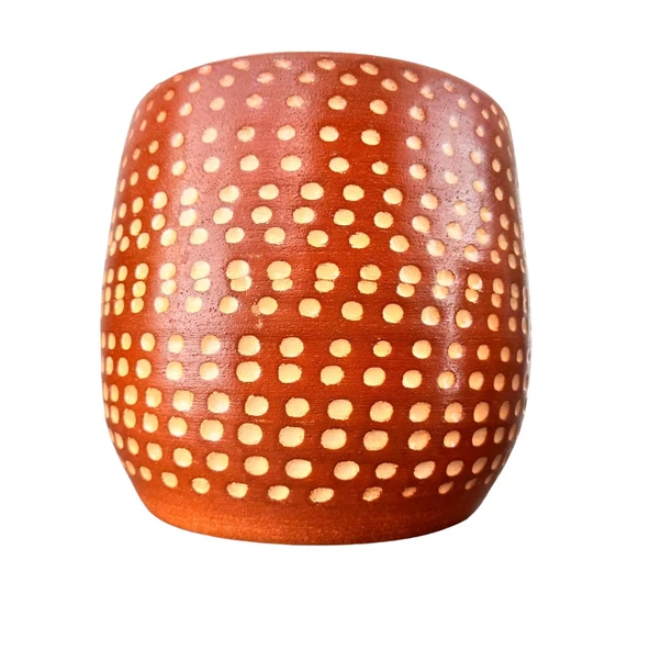 Bitki Tasarımı  Beyaz Nokta Desenli Toprak Saksı Saksılık Salon Çiçeklik - 19 CM - 3