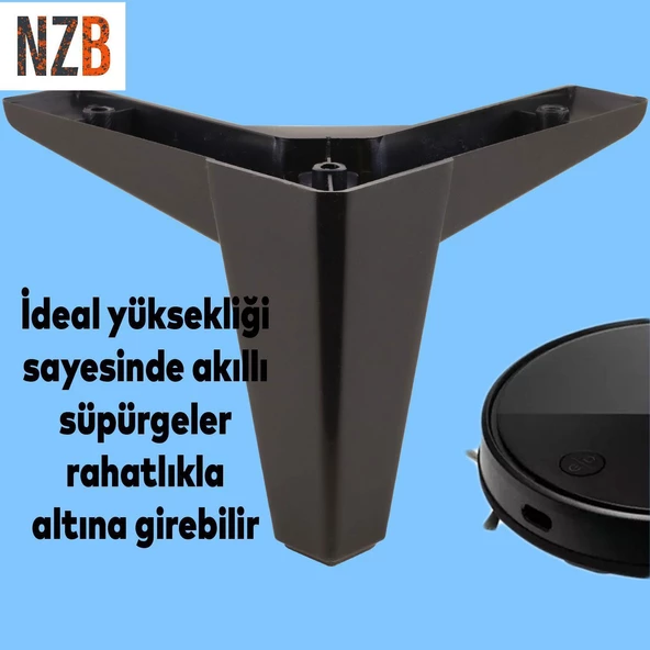 Mobilya Yükseltici TV Ünitesi Çekyat Koltuk Kanepe Destek Ayağı 12 cm Siyah Baza Ayak 12'li Set - Resim 7