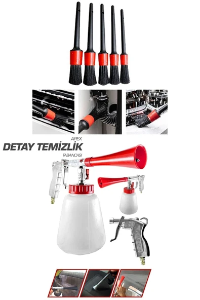 APEX Havalı Detay Temizlik Tabancası ve Detay Temizlik Fırçası Mikrofiber Bez Hediye - 2