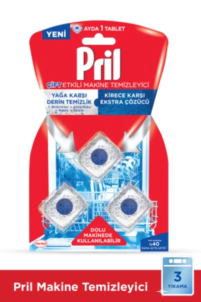 Pril Bulaşık Makinesi Deterjanı Makine Temizleyici Kapsül 3 Yıkama