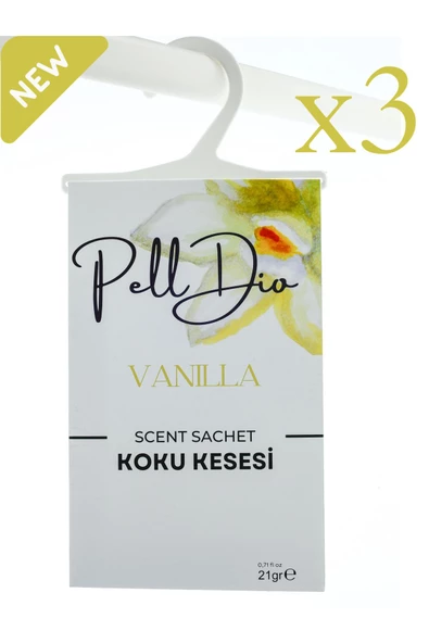 PellDio Home 3'lü Vanilya Parfümlü Dolap Kokusu Ayakkabılık Ve Çekmece Askılı Koku Kesesi Parfümlü Kese
