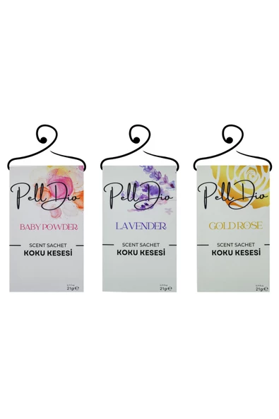 PellDio Home 3'lü Bebek Pudrası  lavanta  Altın Gül Dolap Ayakkabılık Ve Çekmece Kokusu - 2