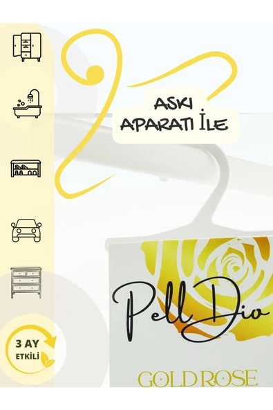 PellDio Home 3'lü Altın Gül Parfümlü Dolap Kokusu Ayakkabılık Ve Çekmece Askılı Koku Kesesi Parfümlü Kese - 2