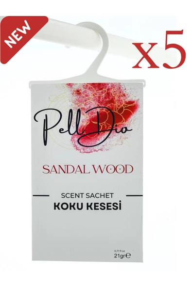 PellDio Home 5'li Sandal Ağacı Parfümlü Dolap Kokusu Ayakkabılık Ve Çekmece Askılı Koku Kesesi Parfümlü Kese