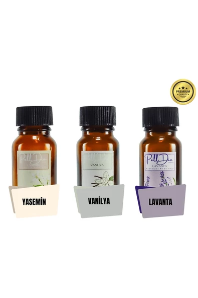 PellDio Home 3'lü Yağ Yasemin Vanilya Lavanta Buhurdanlık Yağı Difüzör Esansı Aromaterapi 3x10ml