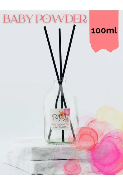 PellDio Home Bebek Pudrası Eko Dekoratif Çubuklu Ev Ofis Oda Parfümü Kokusu Koku 100ml - 2