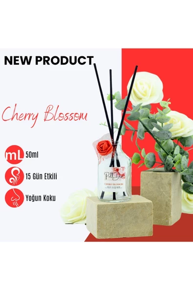 PellDio Home Cherry Blossom Eko Dekoratif Çubuklu Ev Ofis Oda Parfümü Kokusu Koku 50ml