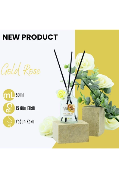 PellDio Home Gül Eko Dekoratif Çubuklu Ev Ofis Oda Parfümü Kokusu Koku 50ml - 1