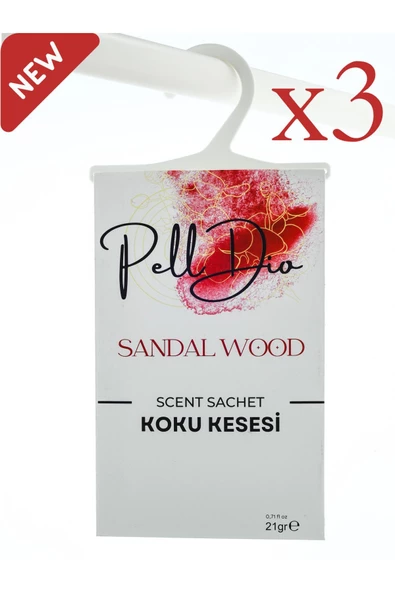 PellDio Home 3'lü Sandal Ağacı Parfümlü Dolap Kokusu Ayakkabılık Ve Çekmece Askılı Koku Kesesi Parfümlü Kese