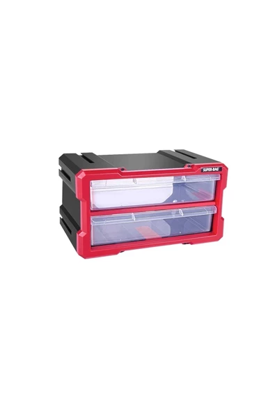 Tekreyonda Süper Bag Modüler Monoblok 2 Çekmeceli Set Hobi Boncuk Vida Dübel Avadanlık Organizer ASR-6012 - 2