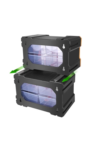 Tekreyonda Süper Bag Monoblok 12 Li Hobby Organizer Seti Monoblok Çekmece Vida Dübel Kutusu Takı Kutusu ASR-6014 - 3
