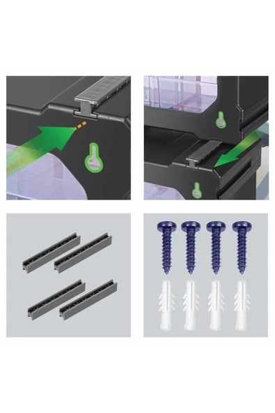 Tekreyonda Süper Bag Modüler Monoblok 2 Çekmeceli Set Hobi Boncuk Vida Dübel Avadanlık Organizer ASR-6012 - 8