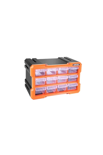 Tekreyonda Süper Bag Monoblok 12 Li Hobby Organizer Seti Monoblok Çekmece Vida Dübel Kutusu Takı Kutusu ASR-6014