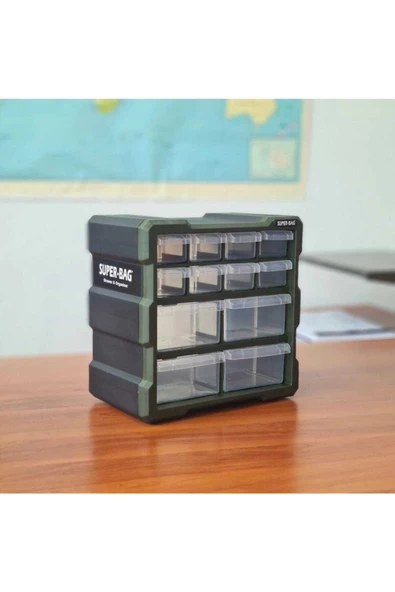 Tekreyonda Super Bag Monoblok Çekmeceli Organizer Vida Boncuk Kutusu Hobi Organizer 12 Çekmece ASR-6007 - 2