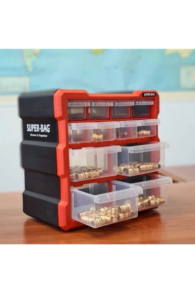 Tekreyonda Super Bag Monoblok Çekmeceli Organizer Vida Boncuk Kutusu Hobi Organizer 12 Çekmece ASR-6007 - 4
