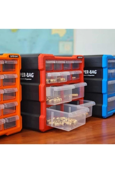 Tekreyonda Super Bag Monoblok Çekmeceli Organizer Vida Boncuk Kutusu Hobi Organizer 12 Çekmece ASR-6007 - 3