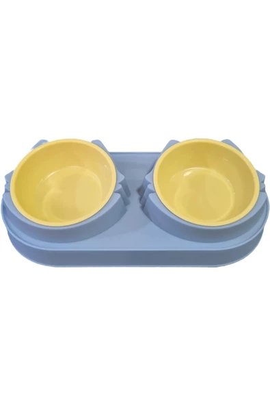 Eko Plastik İkili Mama ve Su Kabı - Gri