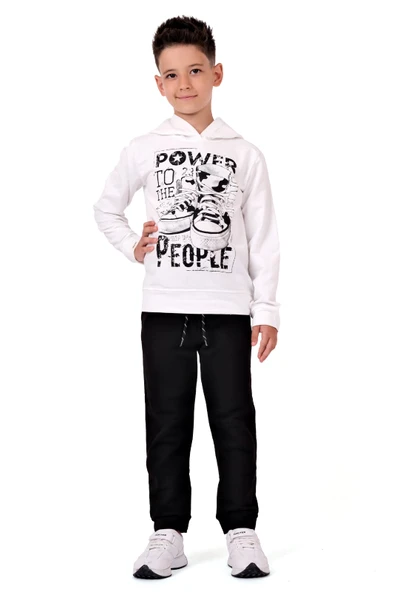 Power Baskılı Kapşonlu Çocuk Eşofman MNK0616 - Resim 10