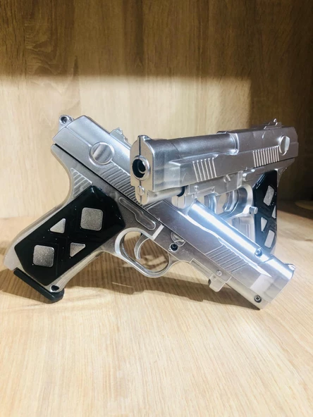 GÜMÜŞ RENK 2 ADET BONCUKLU SİLAH + 21 PAKET PLASTİK BONCUK - 5