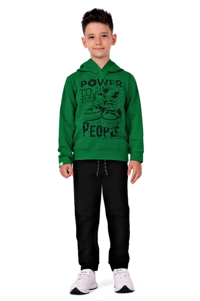 Power Baskılı Kapşonlu Çocuk Eşofman MNK0616 - Resim 6