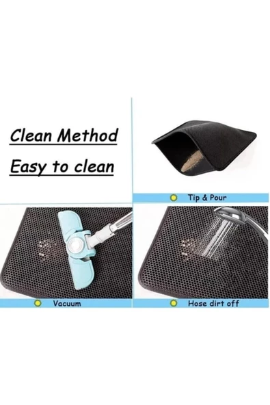 Üst Sert Plastiktir Elekli Kedi Paspası Kedi Tuvalet Önü Paspas Elekli Kedi Kumu Paspası (SİYAH) - 3