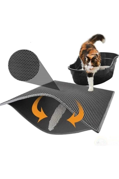 Üst Sert Plastiktir Elekli Kedi Paspası Kedi Tuvalet Önü Paspas Elekli Kedi Kumu Paspası (SİYAH)