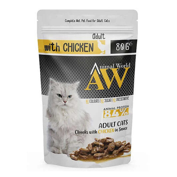 Animal World Tavuklu Kedi Yaş Mama 80 Gr