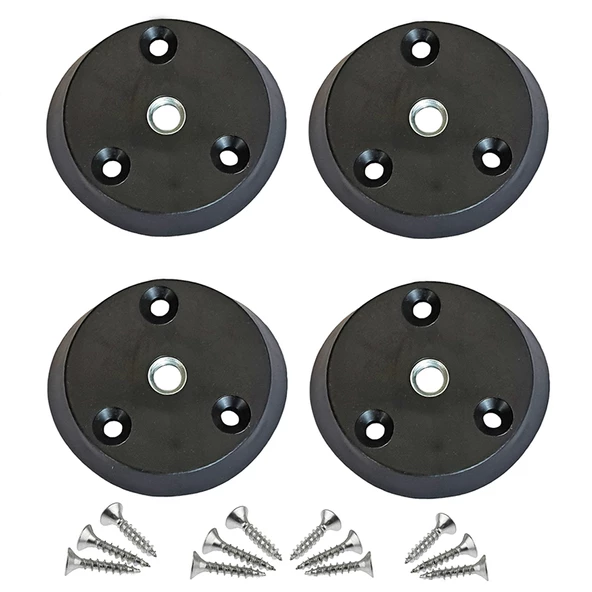 Zigon Orta Sehpa Masa Sandalye Ayağı Bağlantı Aparatı Yuvarlak Siyah Plastik Tabure Puf Alt Ayak Tabanı -4 Adet - 2