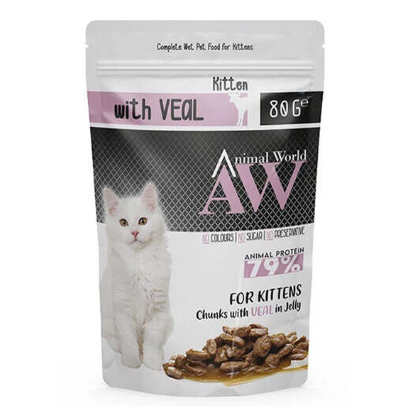 Animal World Kitten Biftekli Yavru Kedi Yaş Mama 80 Gr