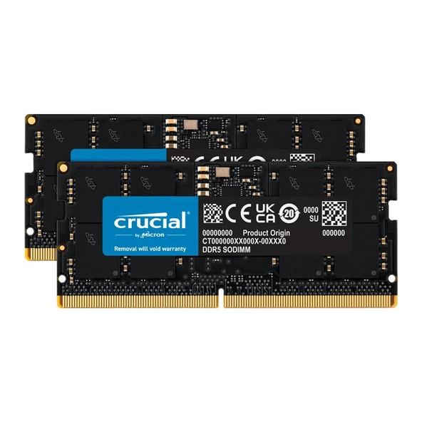 Crucial CT2K24G56C46S5 48GB (2x24) 5600MHz DDR5 CL46 SODIMM Dizüstü Bilgisayar Bellek