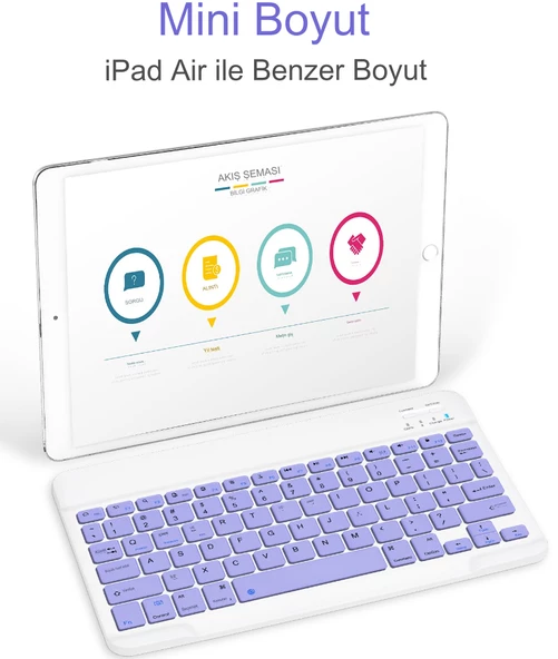 Fare ve Klavye, USB Şarjlı Klavye ve Fare Güçlü Uyumluluk Ultra İnce Ergonomik Tasarım Tablet için PC için (Mor) - 2