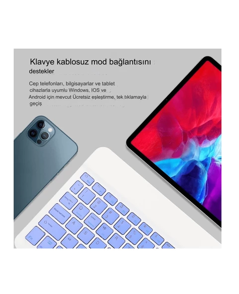 Fare ve Klavye, USB Şarjlı Klavye ve Fare Güçlü Uyumluluk Ultra İnce Ergonomik Tasarım Tablet için PC için (Mor) - 6