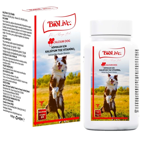 Biolive Köpekler İçin Kalsiyum Toz Vitamin 100gr