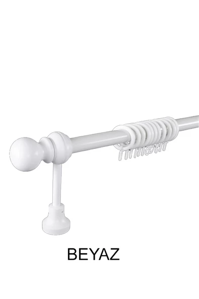 KLASİK AHŞAP RUSTİK PERDE ASKISI 28 MM BORU Beyaz
