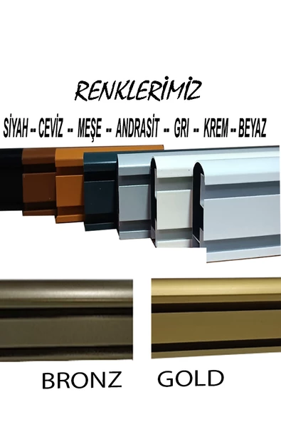Gri Dekoratif Perde Ray Kornişi Alüminyum 2 KANALLI - 2