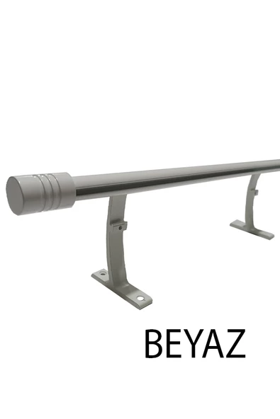 20 mm Kornişli Dekoratif Alüminyum Tek Raylı Rustik  Perde Askısı Beyaz