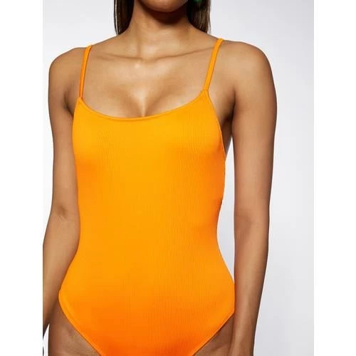 BASIC DOKULU HIGH LEG SWIMSUIT - 10