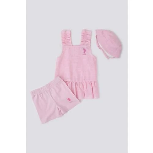 KIZ BEBEK 3'LÜ ASKILI T-SHIRT TAKIM - 2