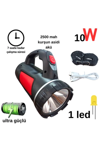 El feneri YD-838A, şarj edilebilir, 3W+COB kamp, microUSB - 2