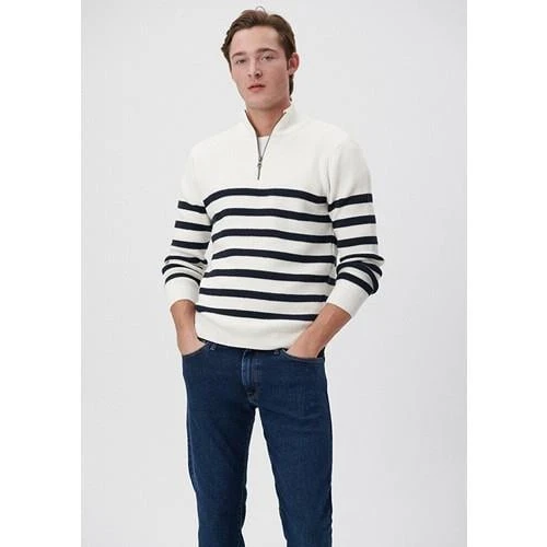 ÇİZGİLİ FERMUARLI KAZAK - Resim 12