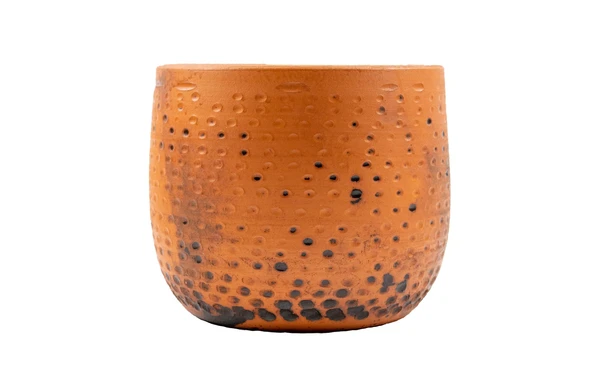 Bitki Tasarımı  Siyah Nokta Desenli Toprak Saksı Saksılık Salon Çiçeklik - 19 CM ürün görseli