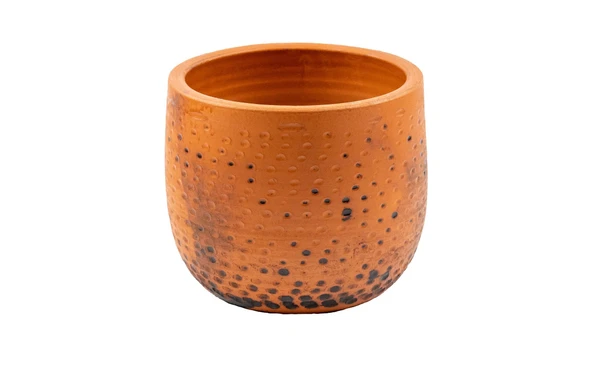 Bitki Tasarımı  Siyah Nokta Desenli Toprak Saksı Saksılık Salon Çiçeklik - 19 CM - Resim 2