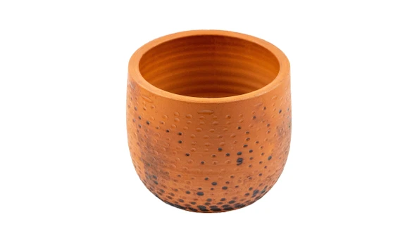 Bitki Tasarımı  Siyah Nokta Desenli Toprak Saksı Saksılık Salon Çiçeklik - 19 CM - Resim 3