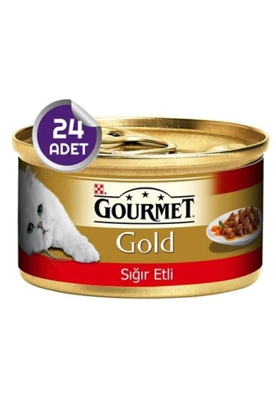 Gourmet Gold Parça Etli, Sığır Etli 85gr Yaş Kedi Kons X 24 Adet