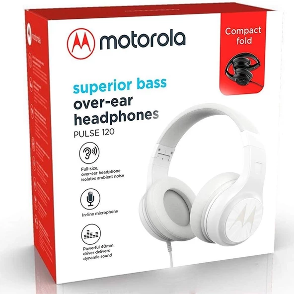 MOTOROLA PULSE 120 BASS KABLOLU KULAKÜSTÜ KULAKLIK - BEYAZ - 5