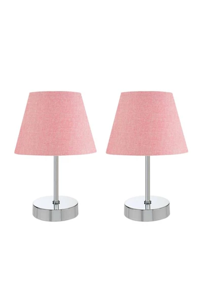 Metal Ayaklı İkili Abajur Masa Lambası Krom Set - Resim 6