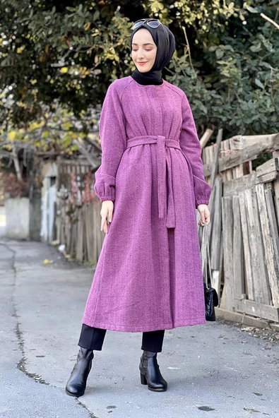 Düğmeli Kaşe Kap Mürdüm - 2