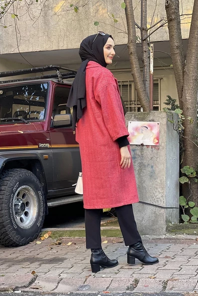 Kaşe Ceket Nar Çiçeği - 5