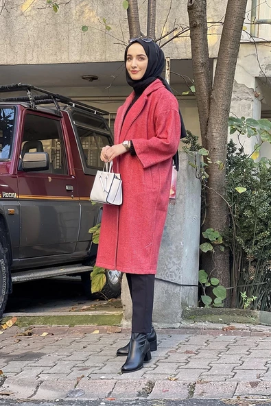 Kaşe Ceket Nar Çiçeği - 4