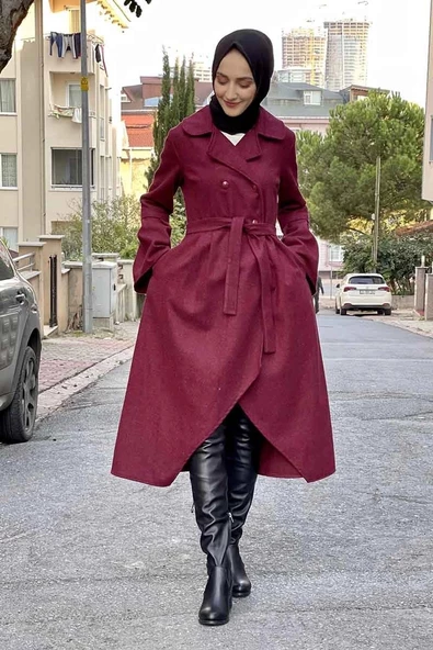 Kaşe Kaban Bordo